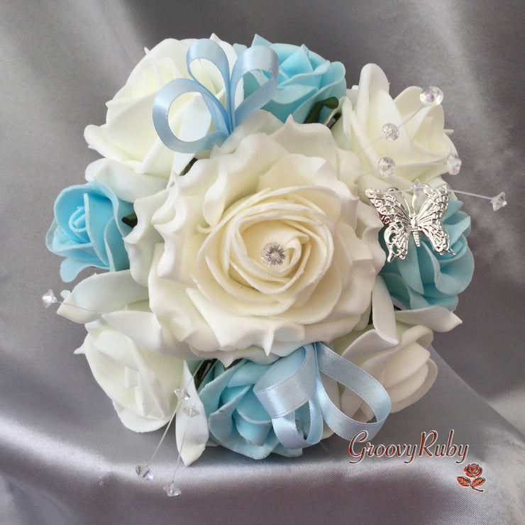 Baby Blue & Ivory Butterfly Crystal