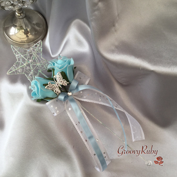 Baby Blue & Ivory Butterfly Crystal