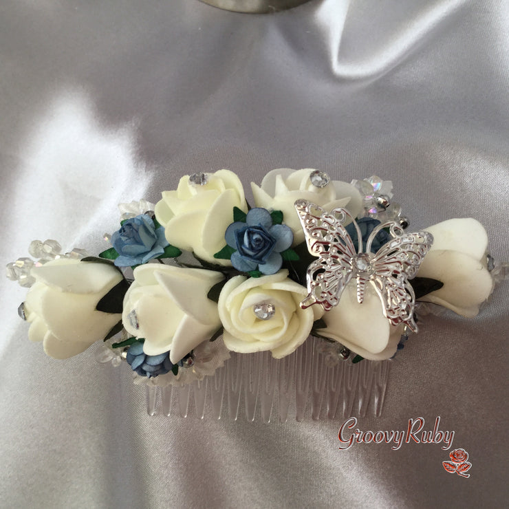 Baby Blue & Ivory Butterfly Crystal