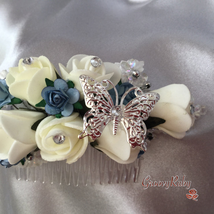 Baby Blue & Ivory Butterfly Crystal
