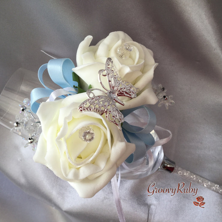 Baby Blue & Ivory Butterfly Crystal