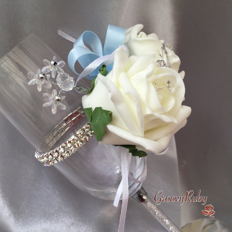 Baby Blue & Ivory Butterfly Crystal