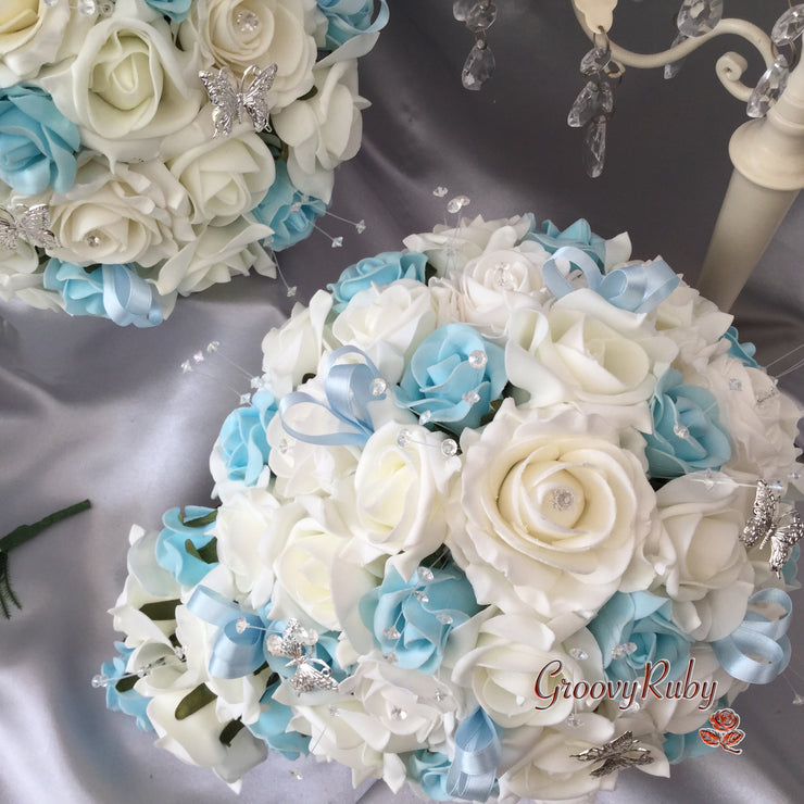 Baby Blue & Ivory Butterfly Crystal