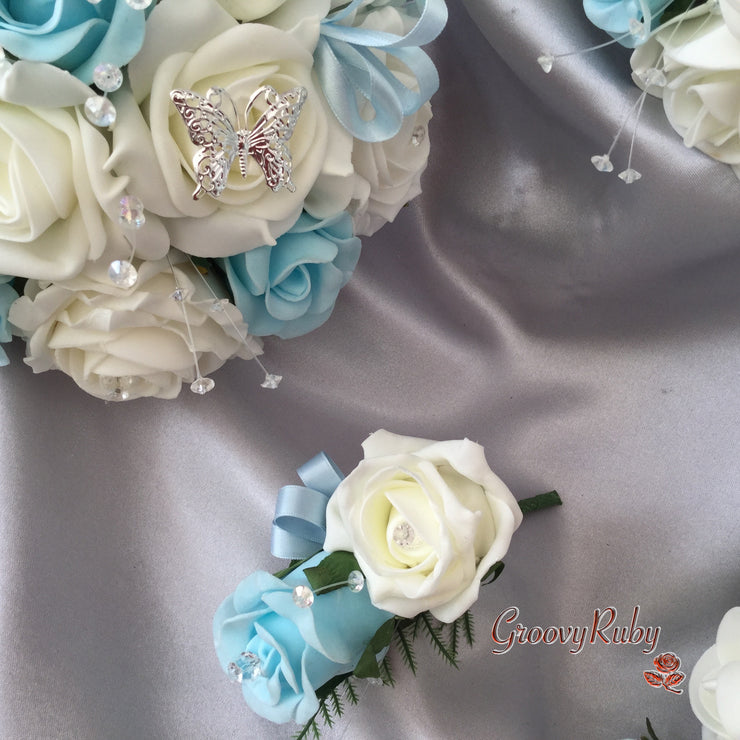 Baby Blue & Ivory Butterfly Crystal