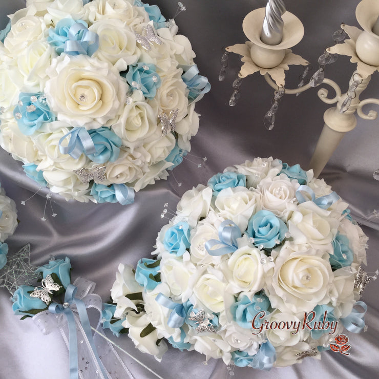 Baby Blue & Ivory Butterfly Crystal