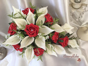 Light Red Rose & Large Ivory Calla Lily