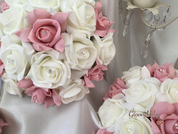Dusky Pink & Ivory Rose Crystal