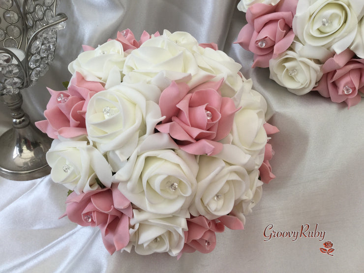 Dusky Pink & Ivory Rose Crystal