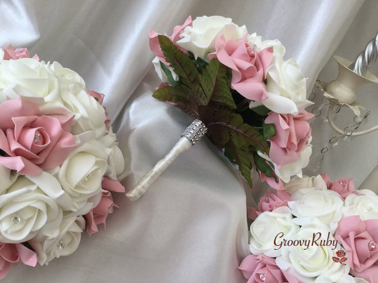 Dusky Pink & Ivory Rose Crystal