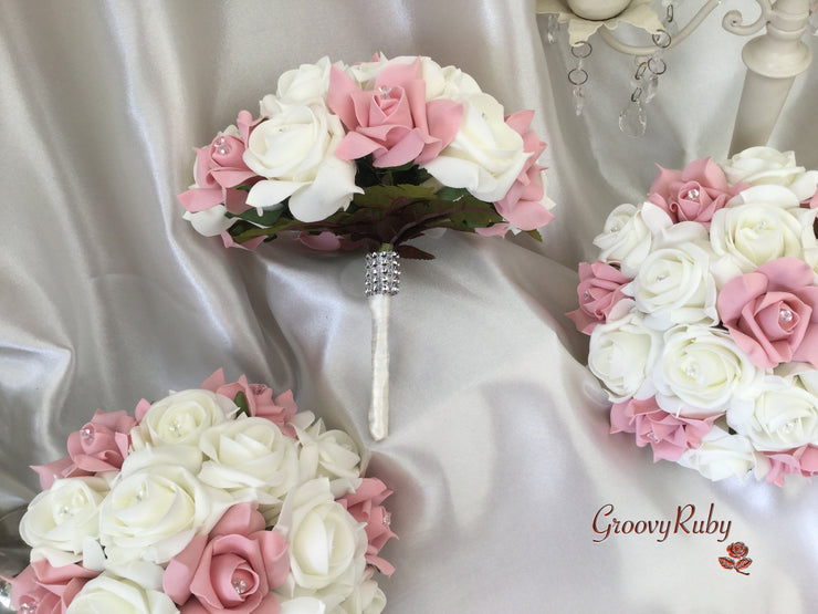 Dusky Pink & Ivory Rose Crystal
