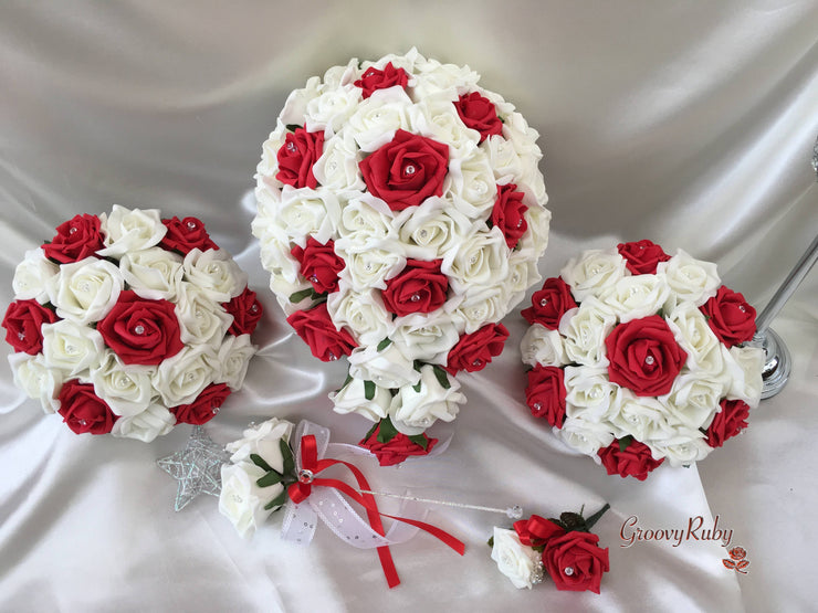Red & Ivory Rose Crystal Range
