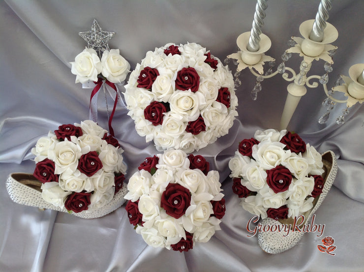 Burgundy & Ivory Rose Crystal