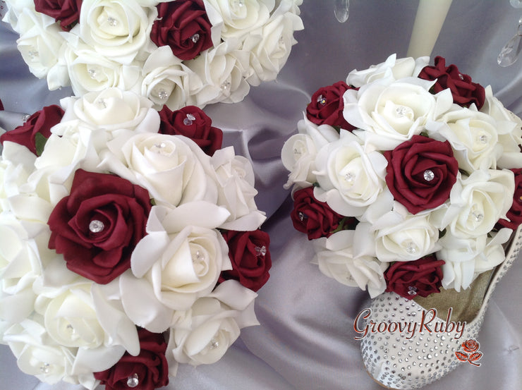 Burgundy & Ivory Rose Crystal