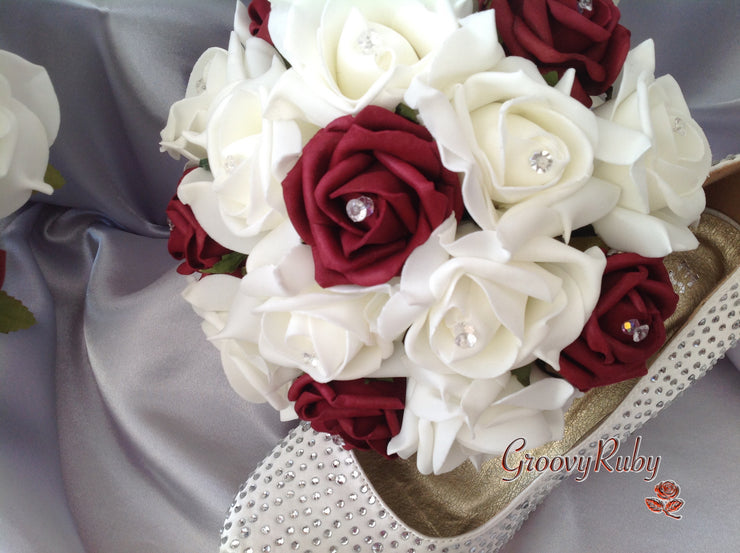 Burgundy & Ivory Rose Crystal