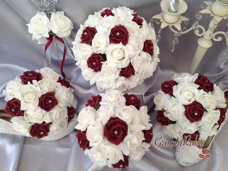 Burgundy & Ivory Rose Crystal