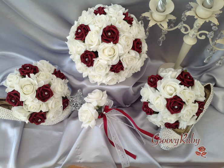 Burgundy & Ivory Rose Crystal
