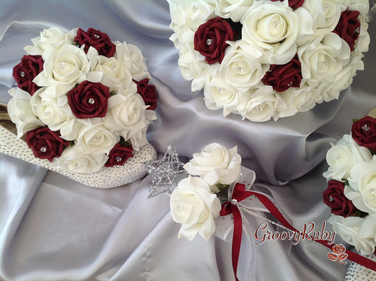 Burgundy & Ivory Rose Crystal