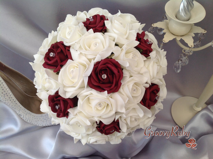 Burgundy & Ivory Rose Crystal