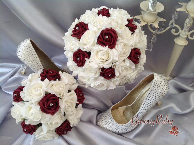 Burgundy & Ivory Rose Crystal