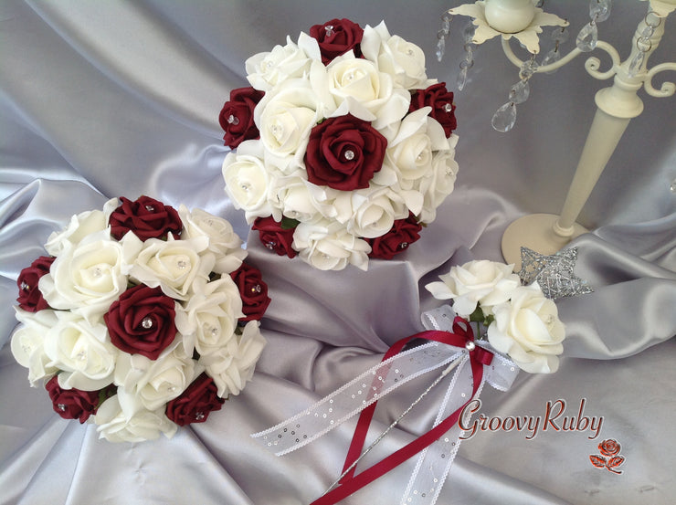 Burgundy & Ivory Rose Crystal
