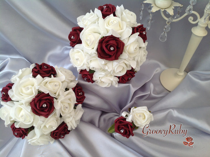 Burgundy & Ivory Rose Crystal