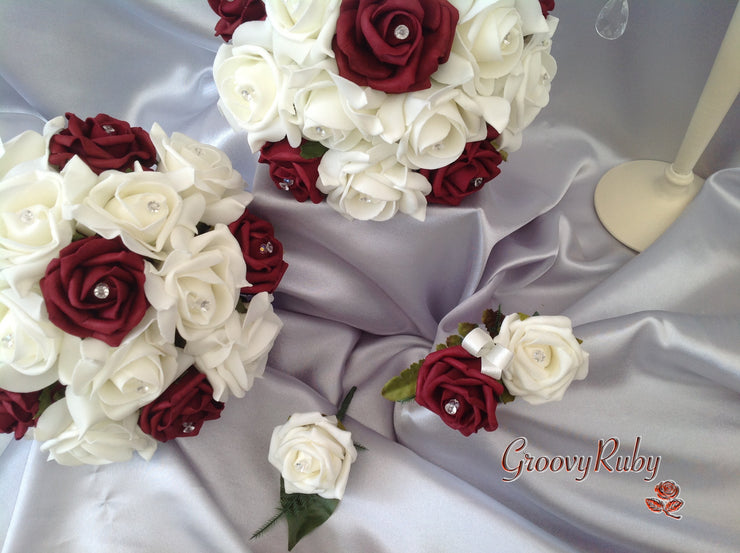 Burgundy & Ivory Rose Crystal