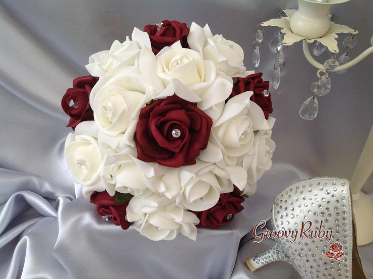 Burgundy & Ivory Rose Crystal