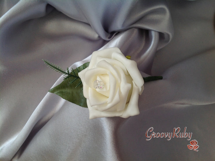 Burgundy & Ivory Rose Crystal