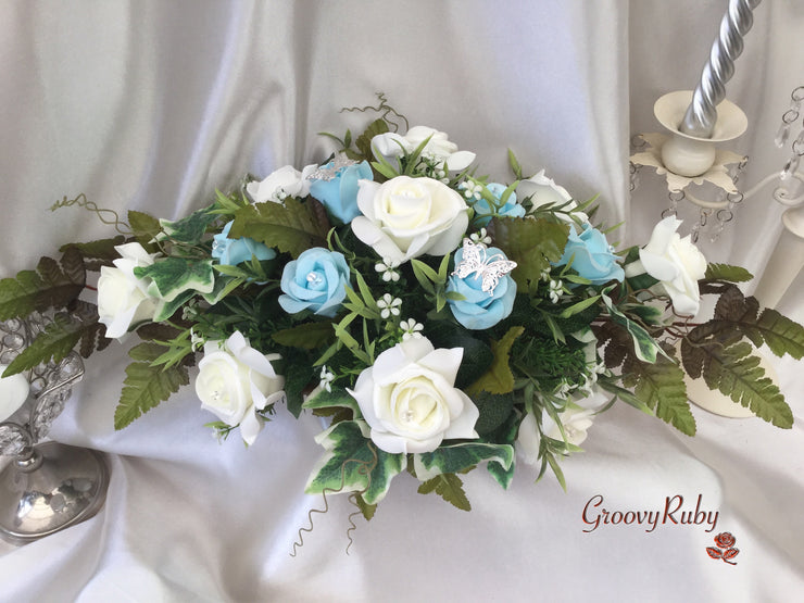 Baby Blue & Ivory Butterfly Crystal