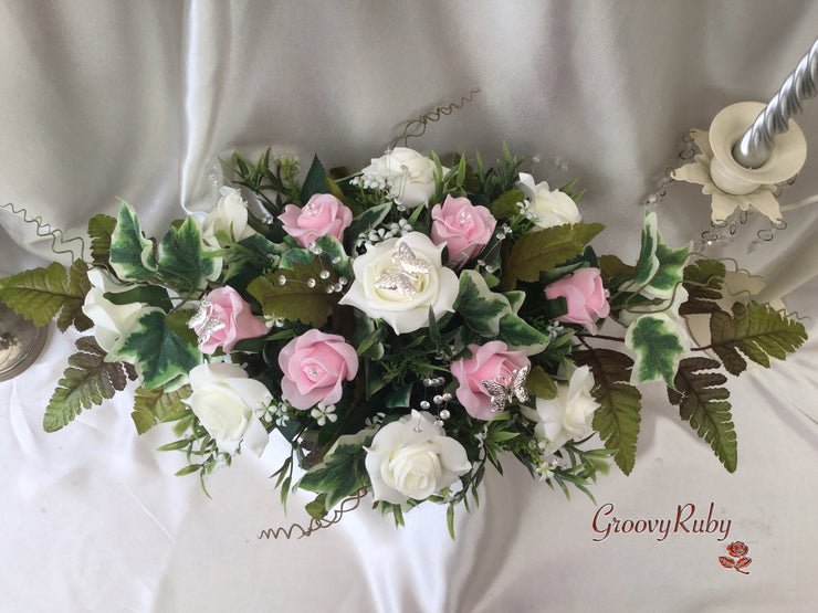 Baby Pink & Ivory Butterfly Crystal