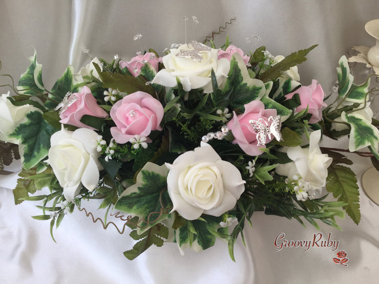 Baby Pink & Ivory Butterfly Crystal