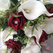 Burgundy Rose & Large White Calla Lily