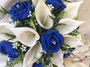 Royal Blue Rose & Large Ivory Calla Lily