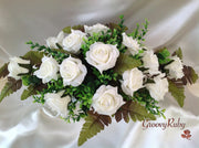 Ivory Rose Foliage & Crystal Bead