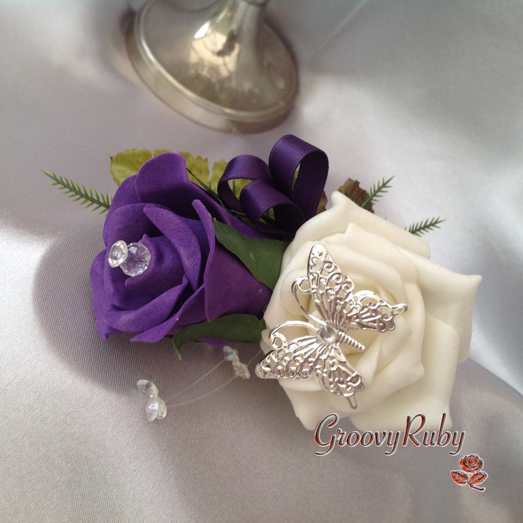 Cadbury Purple & Ivory Butterfly Crystal