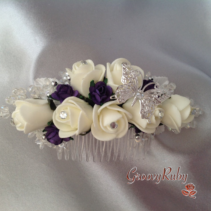 Cadbury Purple & Ivory Butterfly Crystal