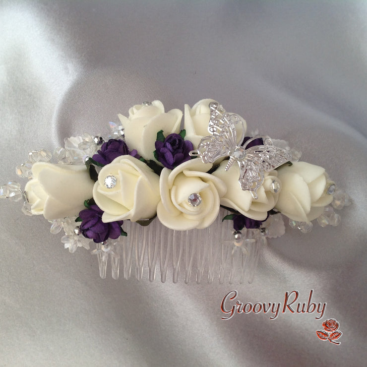Cadbury Purple & Ivory Butterfly Crystal