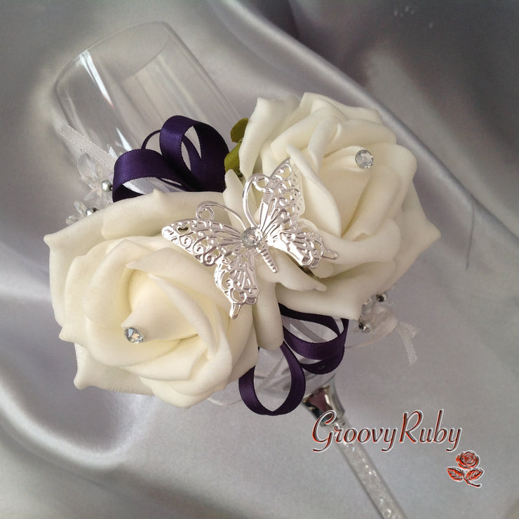 Cadbury Purple & Ivory Butterfly Crystal