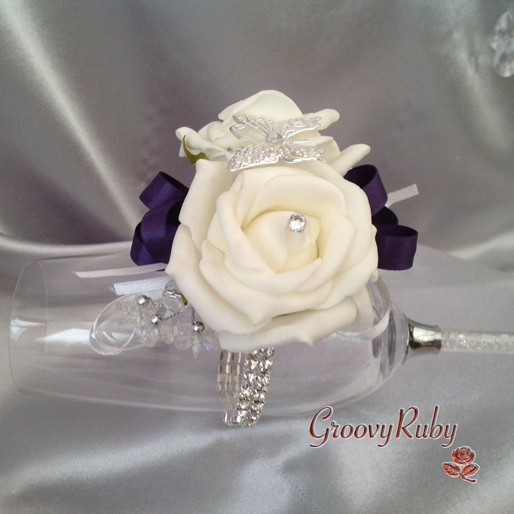 Cadbury Purple & Ivory Butterfly Crystal