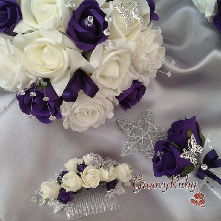 Cadbury Purple & Ivory Butterfly Crystal