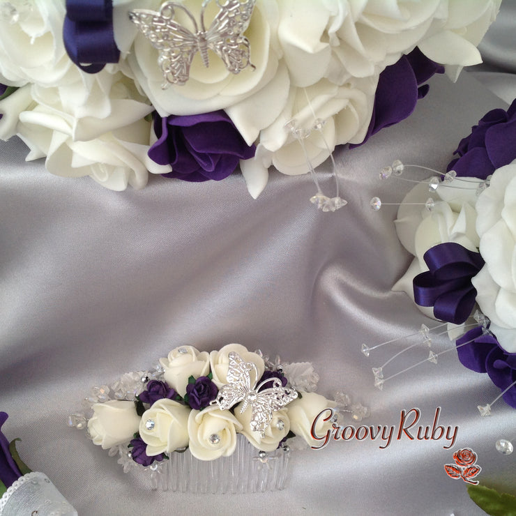 Cadbury Purple & Ivory Butterfly Crystal