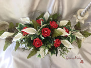 Light Red Rose & Large Ivory Calla Lily
