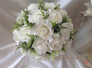 Ivory Rose Foliage & Crystal Bead