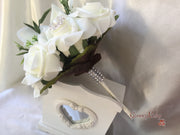 Tiger Lily & Ivory Rose Pearl Brooch With Foliage