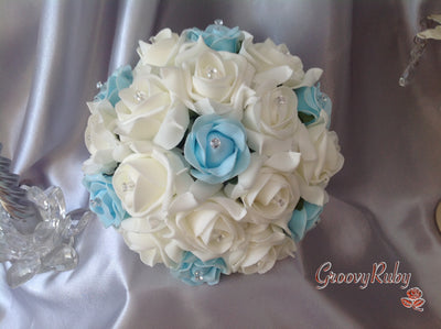 Baby Blue & Ivory Rose Crystal