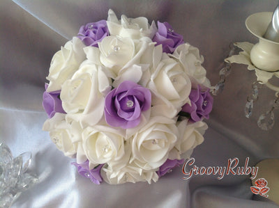 Lilac Ivory Bridesmaid Rose Crystal 