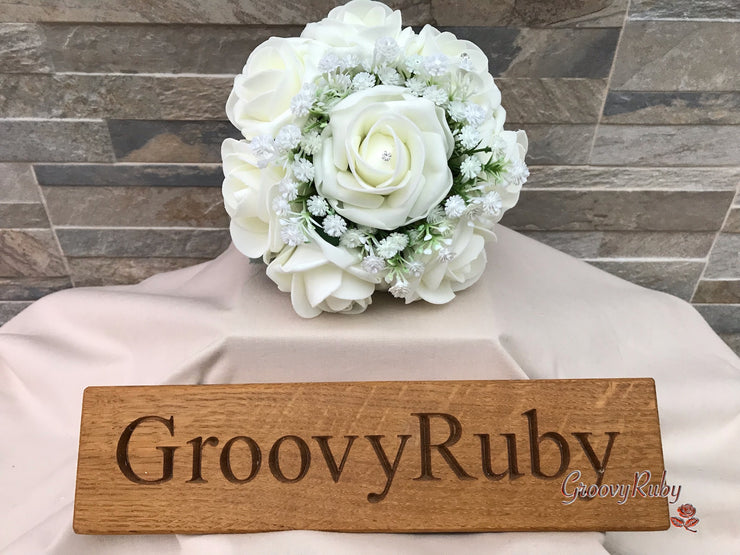 Ivory Roses With Gypsophila & Diamanté