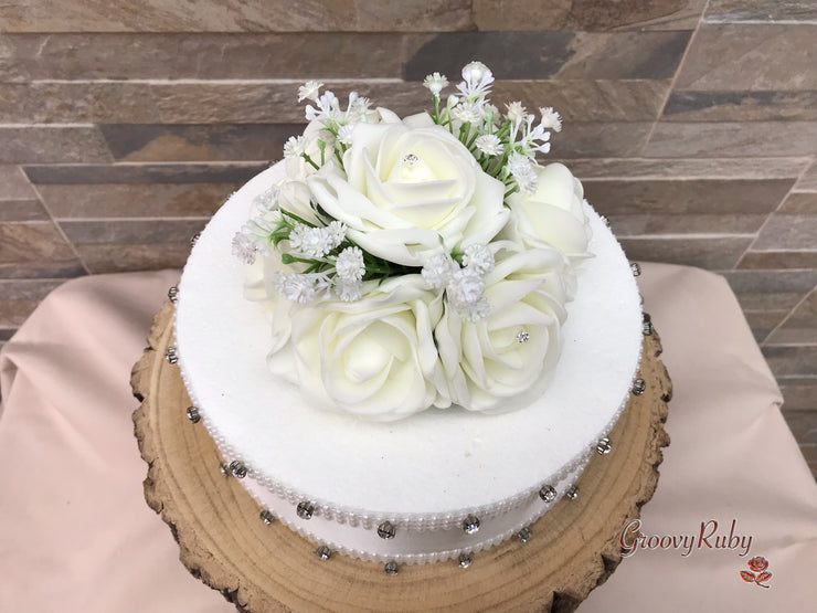 Ivory Roses With Gypsophila & Diamanté