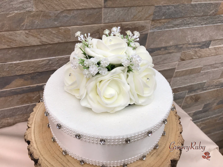 Ivory Roses With Gypsophila & Diamanté