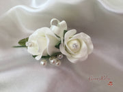 Ladies Pin On Corsage With Pearl Spray & Ribbon - Colour Combination Of your Choice